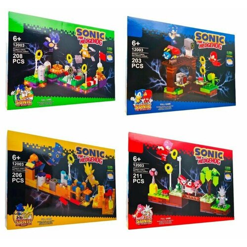 Конструктор Соник с подсветкой 828 деталей 4 в 1 с лего совместимый, 12003, Ёж Sonic