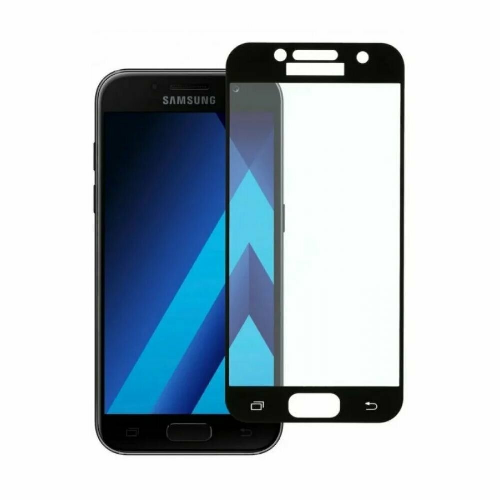 Samsung Galaxy A3 2017 a320 Защитное стекло , бронестекло полное покрытие, черное самсунг галакси а3 а320