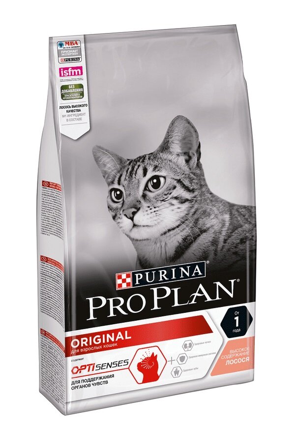 Purina Pro Plan Для взрослых кошек, поддержание органов чувств, лосось Optisenses Original Adult, 3кг