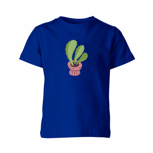 Детская футболка «Кактус в горшке, комнатный цветок, суккулент» (164, синий)