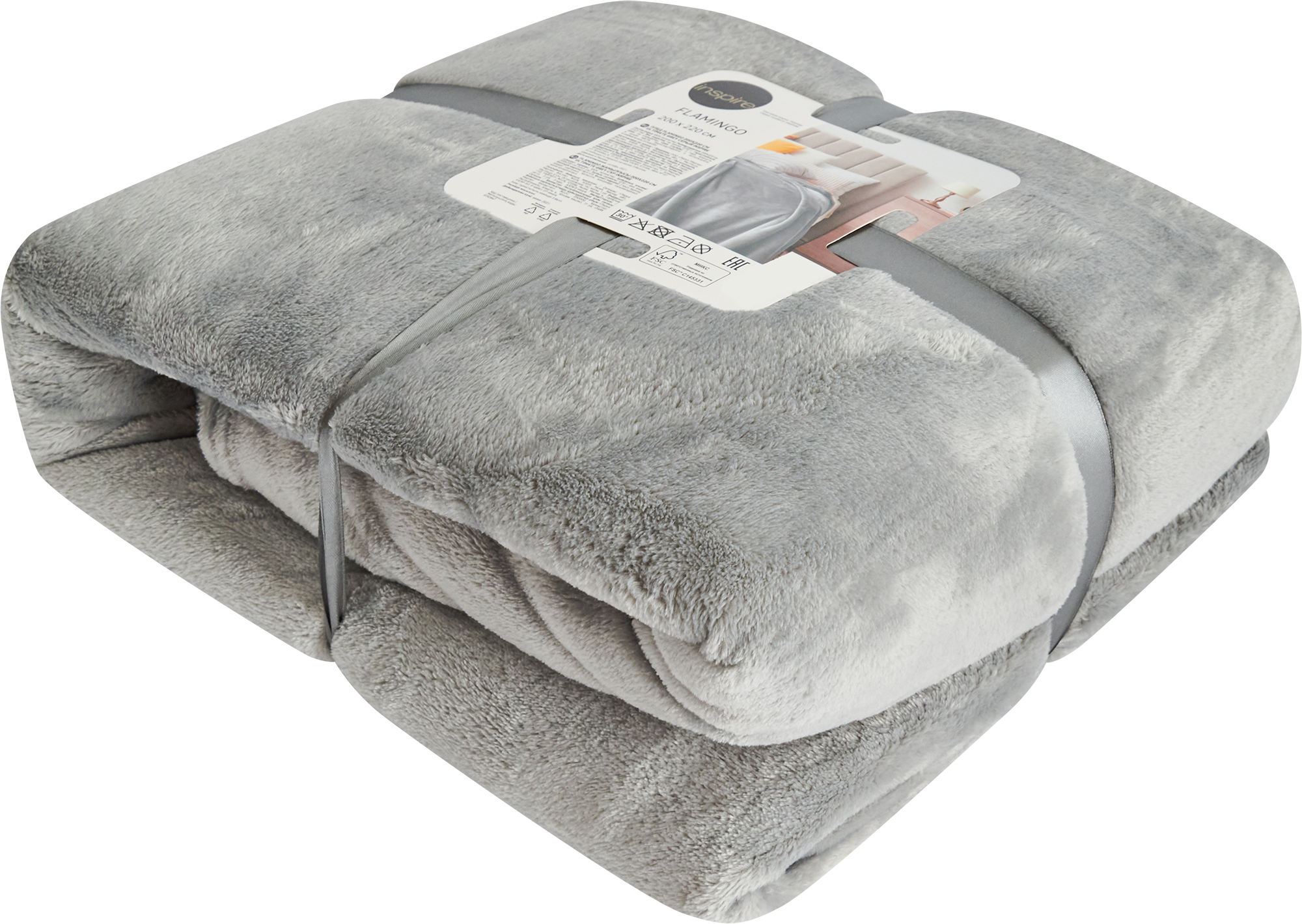 фото Плед Inspire Flamingo 200x220 см микрофибра цвет серый