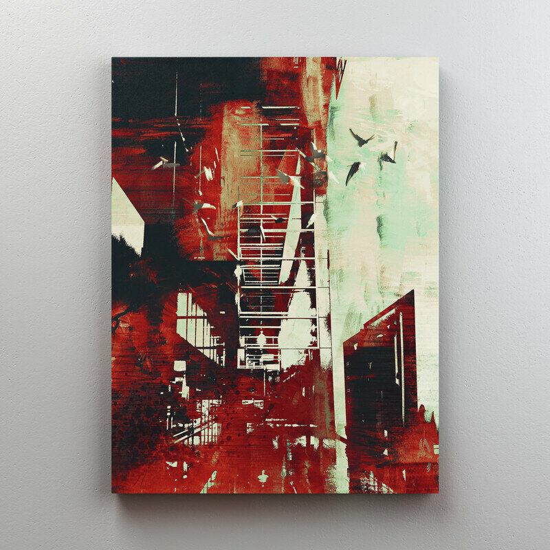 Интерьерная картина на холсте "Абстракция гранж архитектура" размер 22x30 см