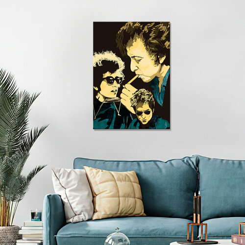 Картина/Картина на холсте для интерьера/Картина на стену/Картина для кухни/ - Bob Dylan черный фон 20х30