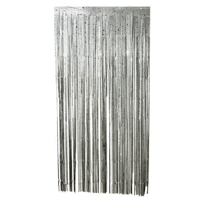 Праздничный занавес «Дождик» со звёздами р. 200 х 100 см серебро