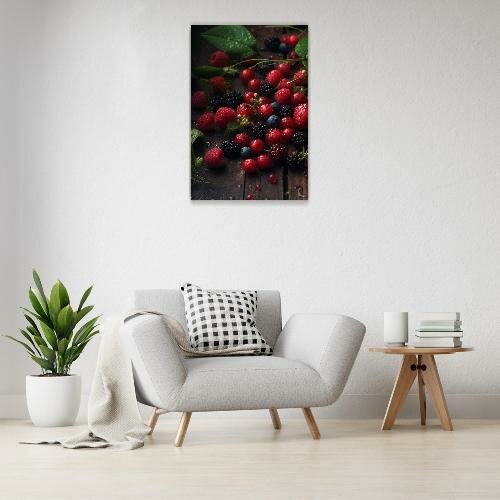 Картина на холсте 40x60 Альянс Лес "Лесные ягоды, малина, черника 4" на подрамнике / интерьер/ декор
