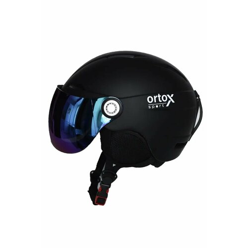 Взрослый горнолыжный шлем со встроенным визором (очками) для катания на горных лыжах и сноуборде, черный