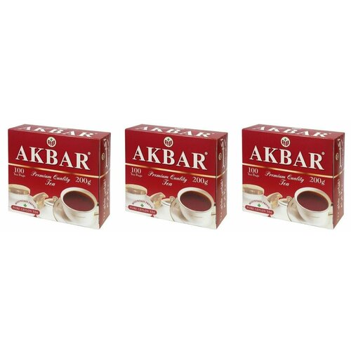Akbar Чай черный Красно-белая серия, 100 пакетиков, 3 уп