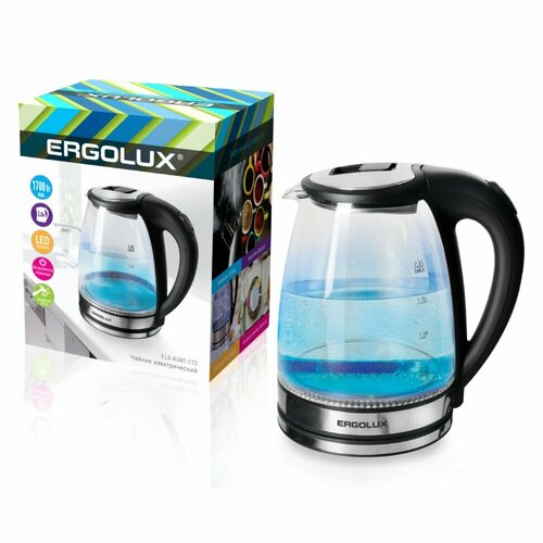 Чайник стеклянный ELX-KG07-C72 черный и нерж сталь 20 л 220-240В 1700Вт ERGOLUX 178000₽