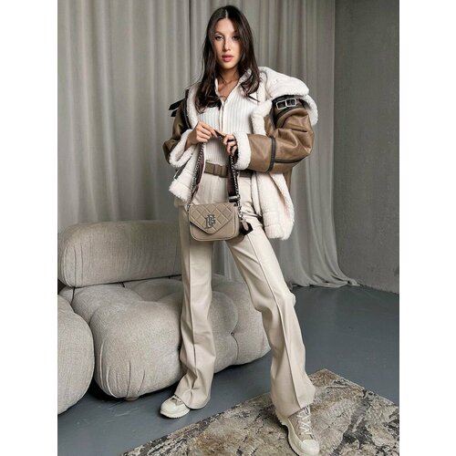 фото Сумка кросс-боди beautiful birds finch, фактура рельефная, бежевый, коричневый