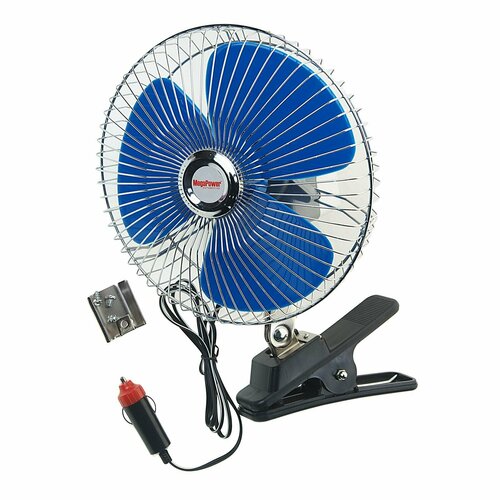 Вентилятор 21см с решеткой металл на прищепке 12V MEGAPOWER 150800₽