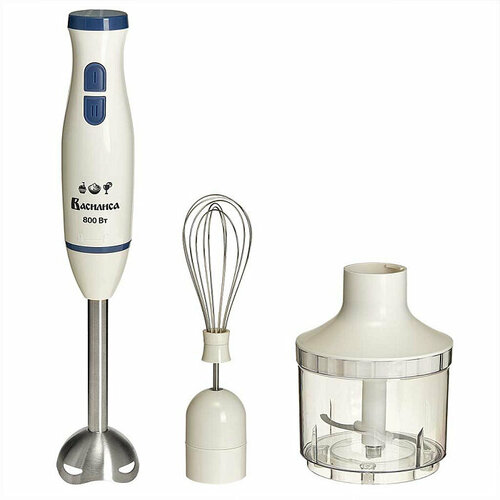 Блендер погружной 800 Вт василиса ВА-310А с измельчителем венчиком белый с синим 202000₽