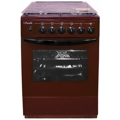 Комбинированная плита Лысьва ЭГ 404 МС-2у коричневая со стеклянной крышкой чугунная решетка 2981100₽