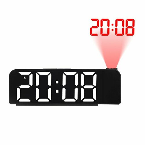 MARU Часы настольные электронные с проекцией: будильник, термометр, календарь, 19.6 х 6.5 см