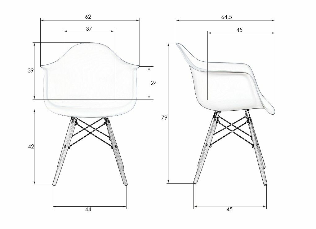 Стул обеденный DOBRIN DAW, LMZL-PP620, ножки светлый бук, цвет сиденья белый - фотография № 16