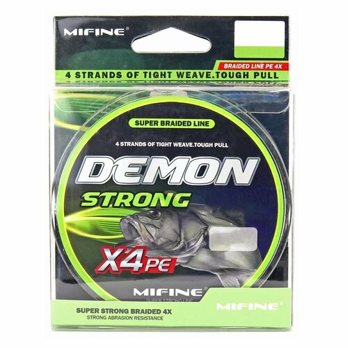 фото Леска плетёная mifine demon strong x4pe (0.12мм)(300 метров)(9,1 кг), плетенка, шнур, на карпа, фидерная, на хищника