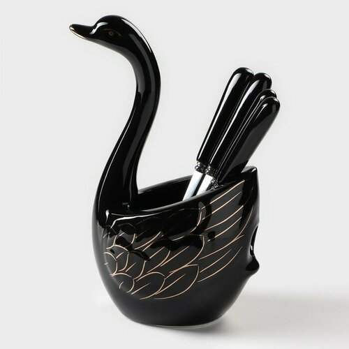 Подставка для столовых приборов Лебедь 5 предметов подставка 965165 см 2 ложки 2 вилки цвет чёрный 1178₽