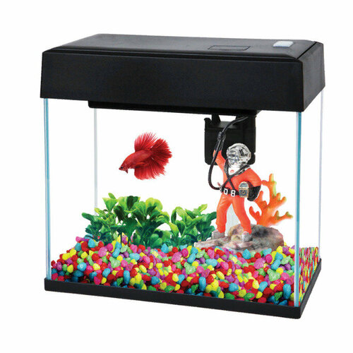 Аквариум Slim, 1 шт, черный, 8 литров, 290 х 140 х 275 мм, декоративный, классический, стартовый набор, прозрачный, для рыб, вместительный