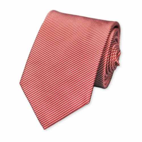 Галстук Rene Lezard, натуральный шелк, в полоску, для мужчин, белый, красный
