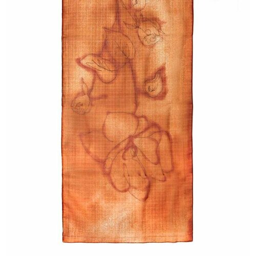 фото Шарф roby foulards, 160х40 см, коричневый, оранжевый