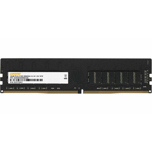 Оперативная память DDR4 Digma 32Gb 2666MHz DIMM (DGMAD42666032S) оперативная память kingston 32 гб ddr4 2666 мгц dimm cl19 ksm26rd4 32hai