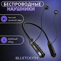 Беспроводные наушники с креплением на шею / Bluetooth наушники для спорта с микрофоном