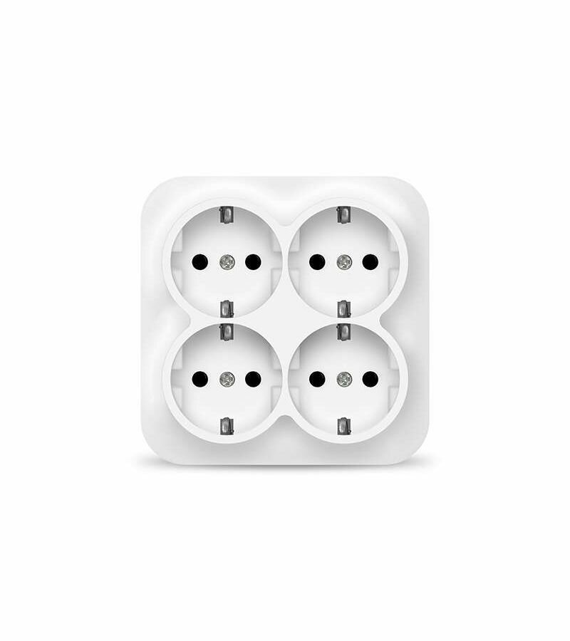 фото Розетка 4-м ОП 16А IP20 с заземл. бел. квадрат IONICH 1449