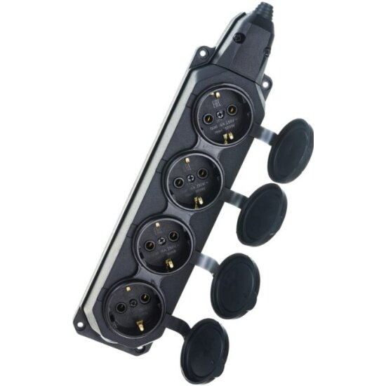 Колодка Эра 4-м с заземл. 16А IP44 K-4e-B-IP44 каучук Черный Б0044546