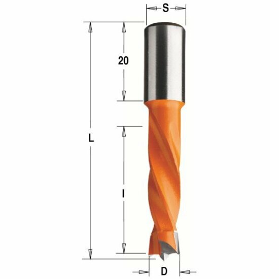 Сверло для присадочного станка Cmt HW 10x30x57.5 Z=2+2 S=10x20 LH, 308.100.12