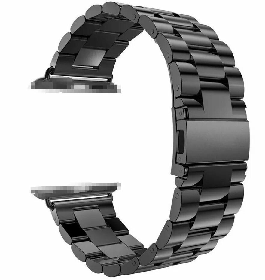 Ремешок металлический из нержавеющей стали для умных смарт часов Apple Watch 42/44/45 mm series 3 / 4 / 5 / 6 / 7 / 8 SE блочный, Серебристо-черный — фото 4