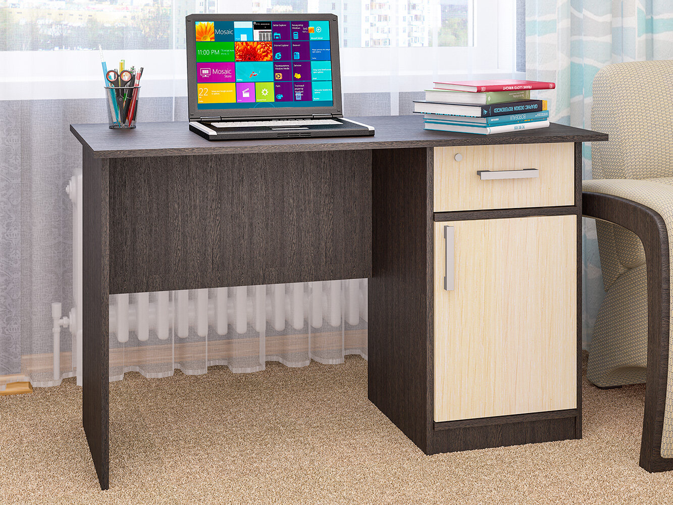 фото Стол письменный однотумбовый Фронда-3 Венге/молоко