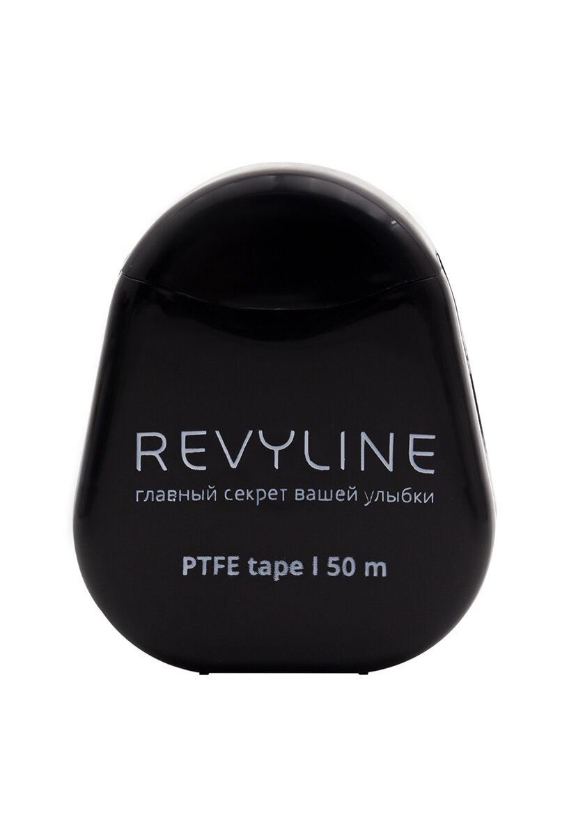 Изображение Зубная нить Revyline PTFE Black Edition 50 м, тефлоновая, черная, вощеная, аромат мяты, для зубов, для брекетов, 1 шт