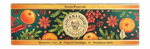 GOURMANDISE Набор натурального парфюмированного мыла (Мандарин кедр + Клубника в шампанском + Лимонный макарон)