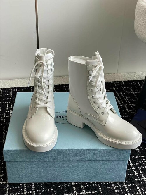Ботинки  Prada, размер 37, бежевый, белый