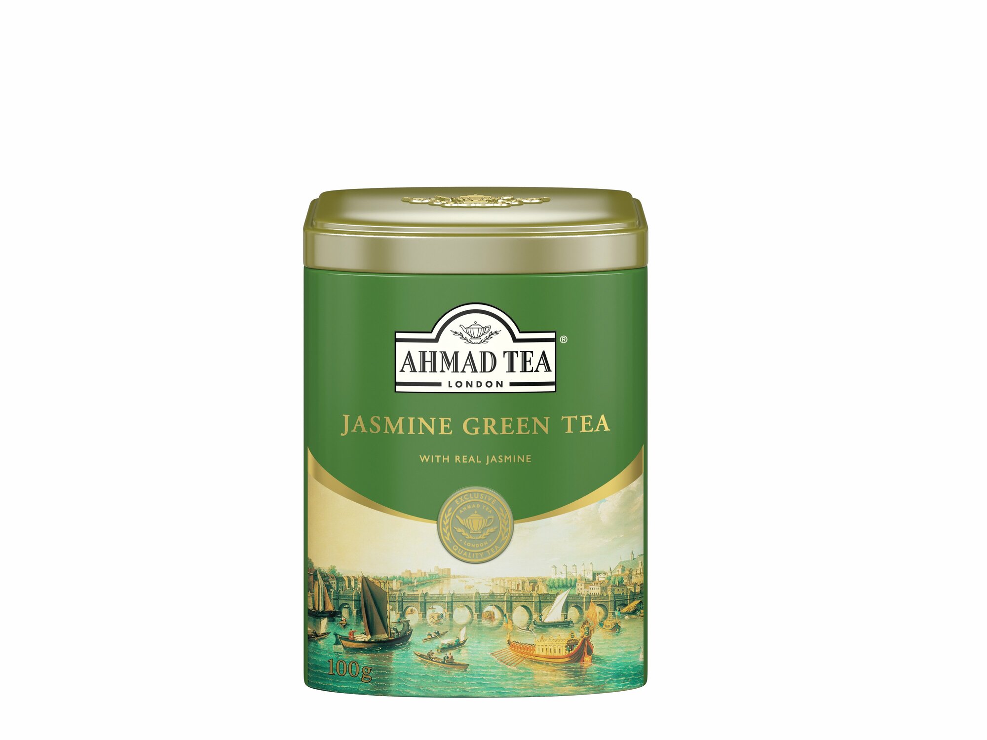 Чай "Ahmad Tea", Зеленый чай с жасмином, металлическая банка, 100гр