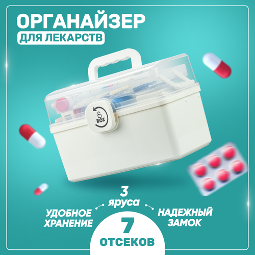 Аптечка домашняя Solmax, органайзер для хранения лекарств, 34*19*21,5см