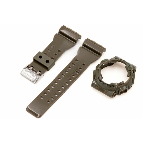 Ремешок фактура глянцевая, черный, зеленый for casio g shock ga 110 ga 100 gd 120 rubber sports strap modification accessories including case and strap adapter