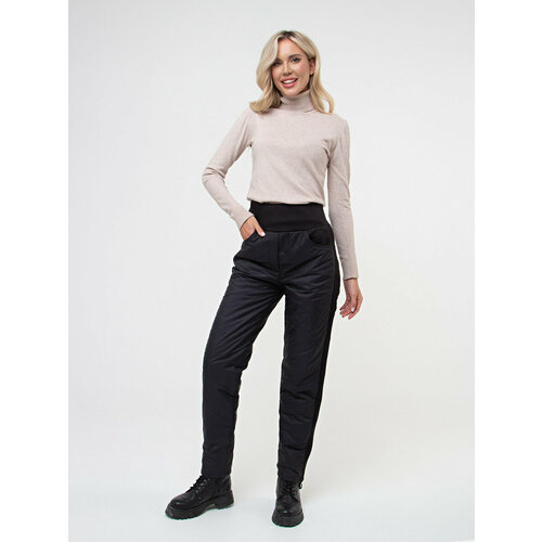 зимние тонкие женские джинсы широкие длиной до щиколотки бархатные утепленные шаровары свободные брюки со средней талией Брюки дудочки AZULES, размер 44, черный