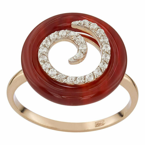 Кольцо ALORIS, красное золото, 585 проба, сердолик, размер 17