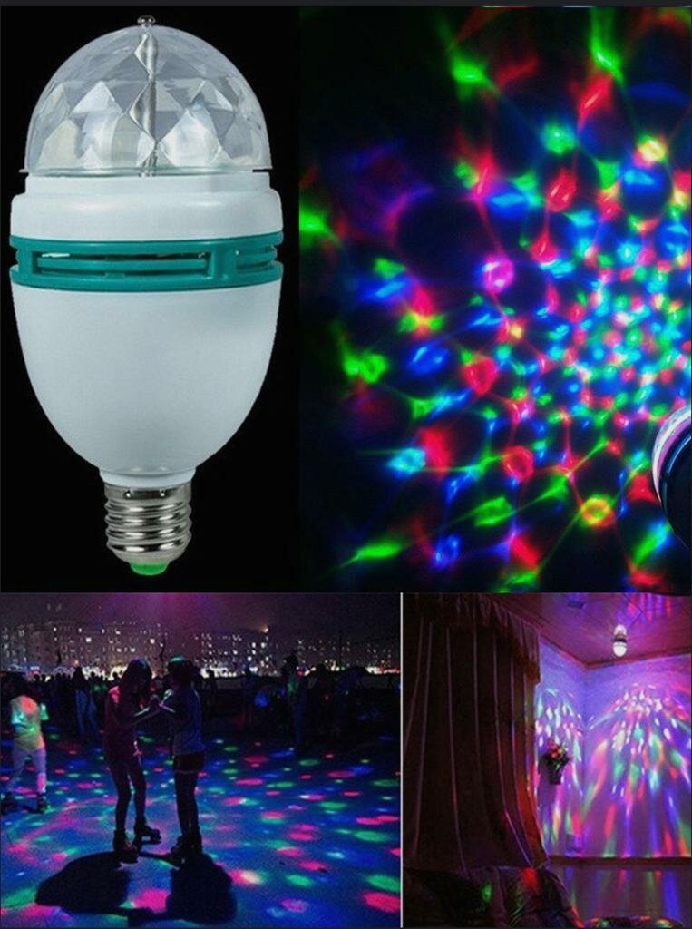 Лампа светодиодная/Вращающаяся диско LED/ Дискоша Умный Проектор