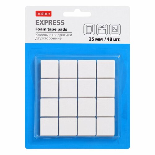 Клеящие подушечки Hatber 48 штук 3 листа 25 х 25мм двусторонние 376₽