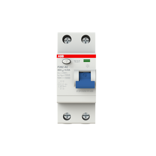ABB F202 AC-40/0,03 УЗО (ВДТ) 2-полюсное 40А 30мА тип AC 10кA 2CSF202001R1400