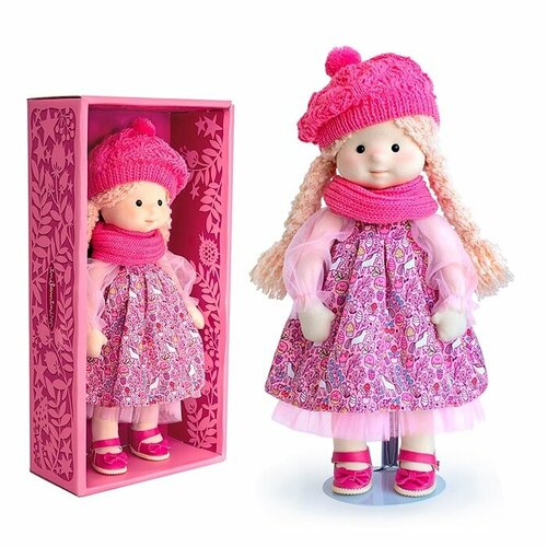 Мягкая кукла Basik&Сo Аврора в шапочке и шарфе, 38 см (Mm-Avrora-02)