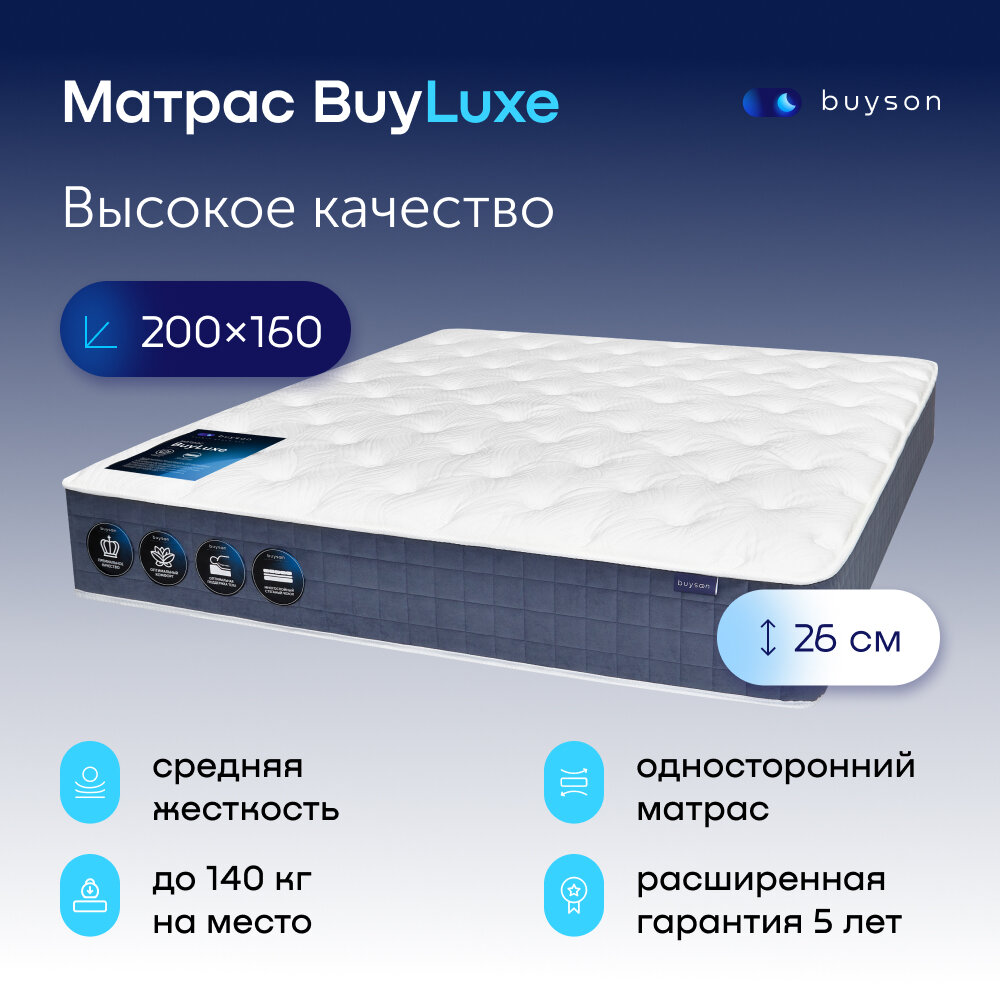 Матрас buyson BuyLuxe, независимые пружины, 200х160 см