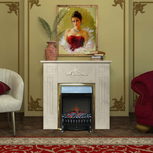 Каминокомплект Glenrich «Lotos» светлый мрамор