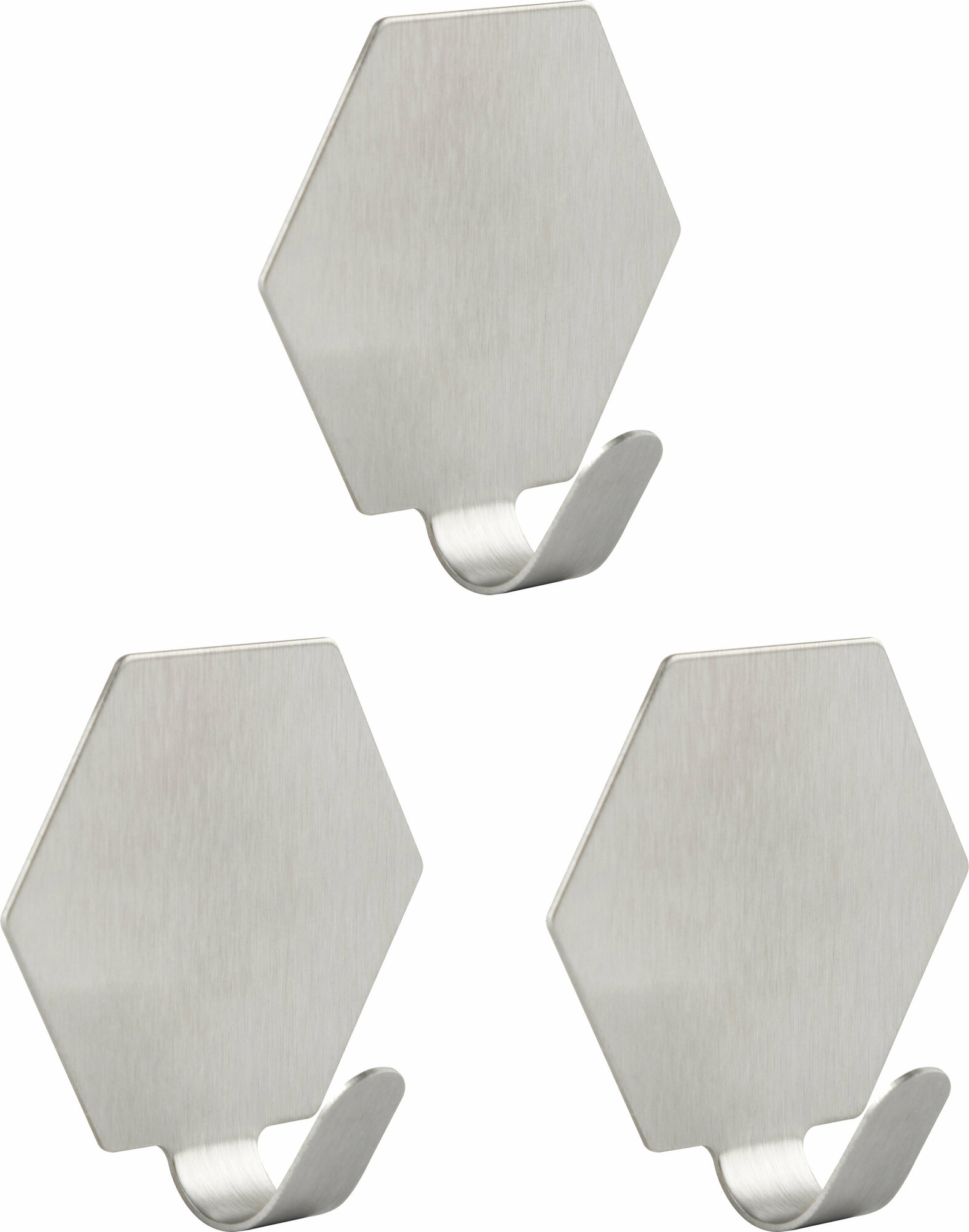 Набор крючков самоклеящиеся Шестиугольник 4c3.8 см, серебристый 3 шт.