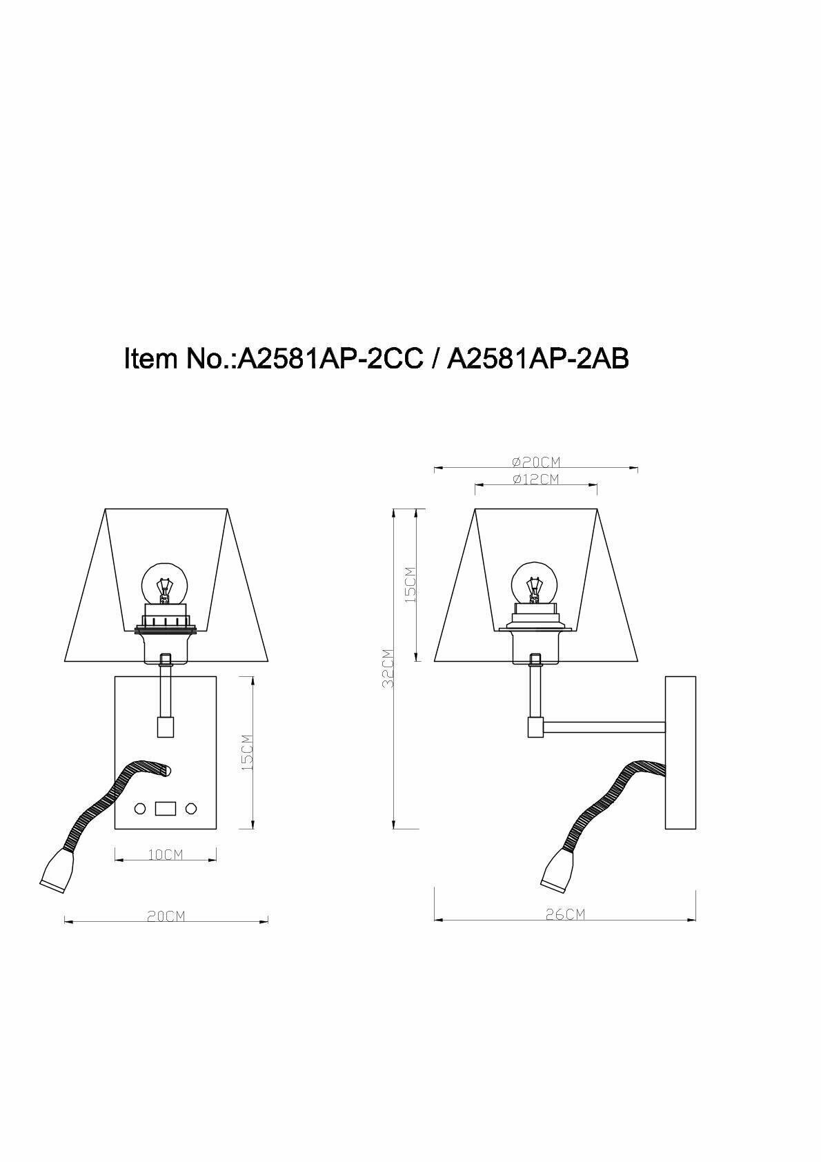 Бра Arte Lamp ELBA A2581AP-2CC - фото №12