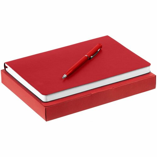 Набор Romano, красный, 16,5х21х2,5, ежедневник - искусственная кожа; ручка - пластик, металл; коробка - картон