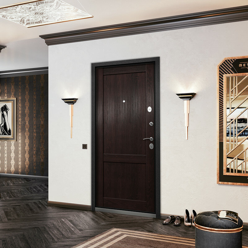 Дверь входная для квартиры Torex Flat-L 950х2050 правая, тепло-шумоизоляция антикоррозийная защита, замки 4го и 2го класса, черный/коричневый - фотография № 3