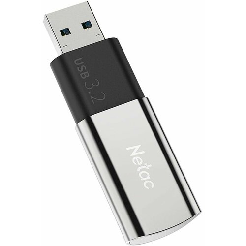 Флешка USB NETAC US2 128ГБ, USB3.1, черный и серебристый [nt03us2n-128g-32sl] память flash usb 128 gb netac us2 nt03us2n 128g 32sl usb3 2 solid state flash drive up to 530mb 450mb s