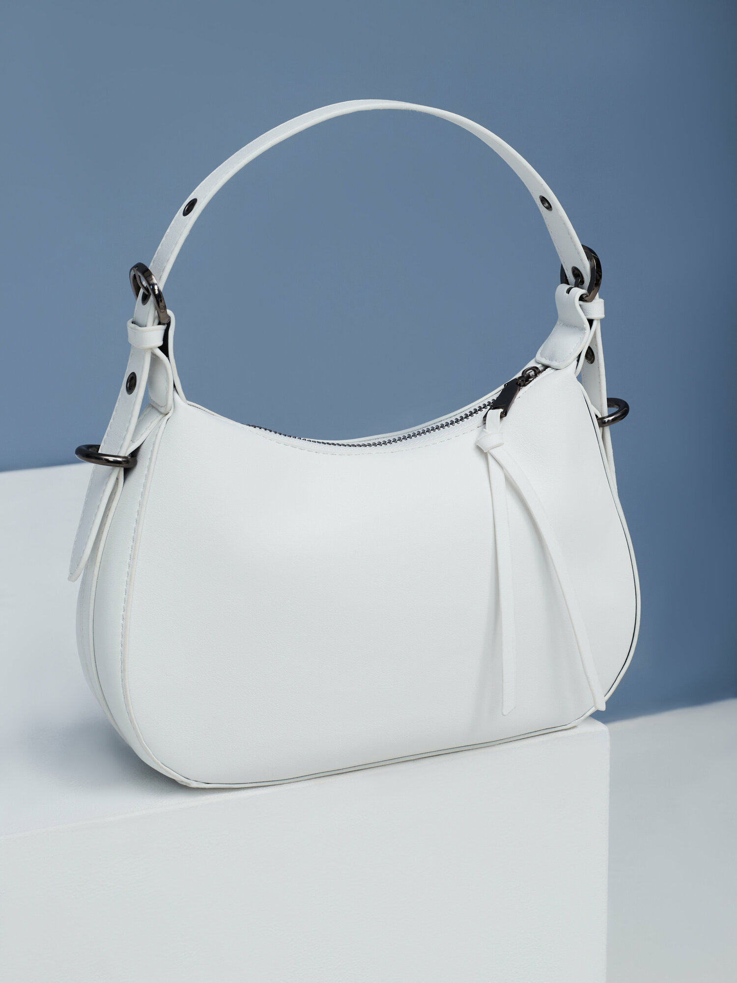 фото Сумка женская через плечо черная из экокожи Jils. Женская сумка кросс-боди, маленькая, летняя, багет, клатч, полумесяц, хобо, сумочка луна